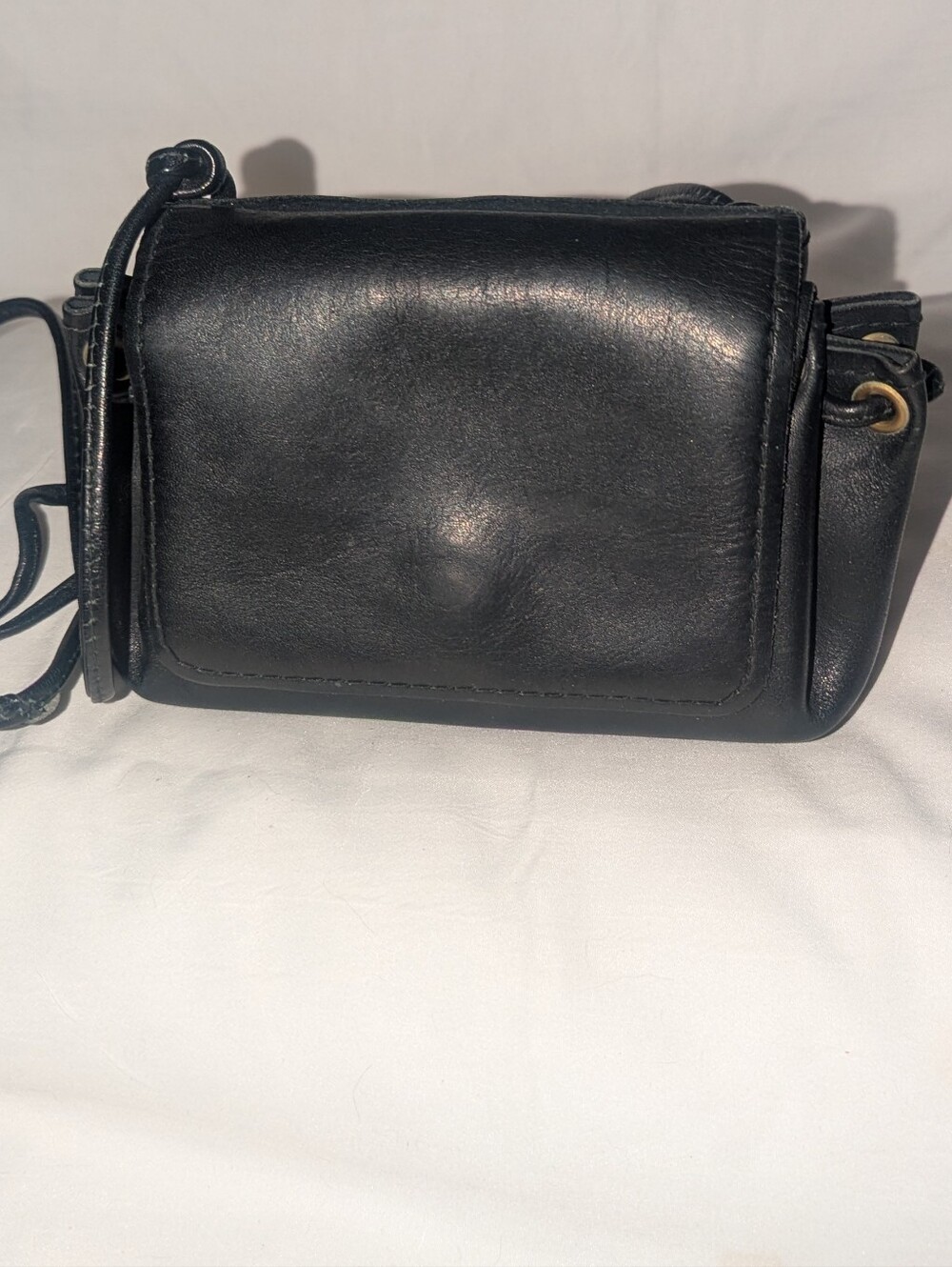 Vintage Marqolin Black Leather  Mini Crossbody Bag